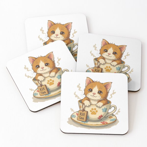 Item preview, Kit Tea Cute Kitten in Teacup Whimsical Illustration designed and sold by latelierdechris.