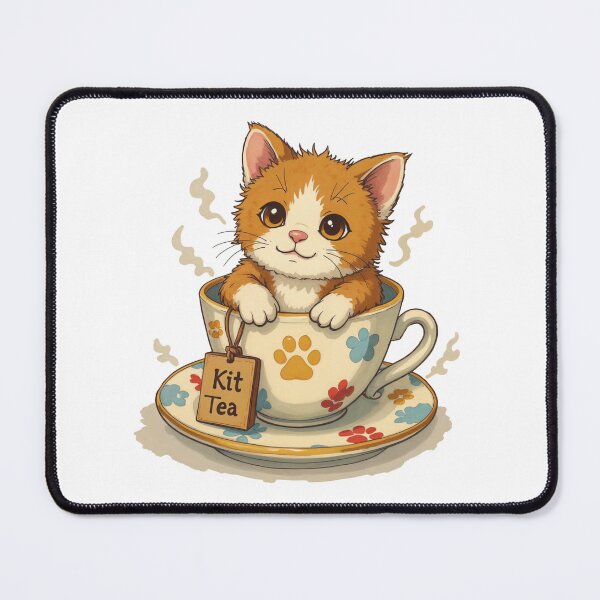 Item preview, Kit Tea Cute Kitten in Teacup Whimsical Illustration designed and sold by latelierdechris.