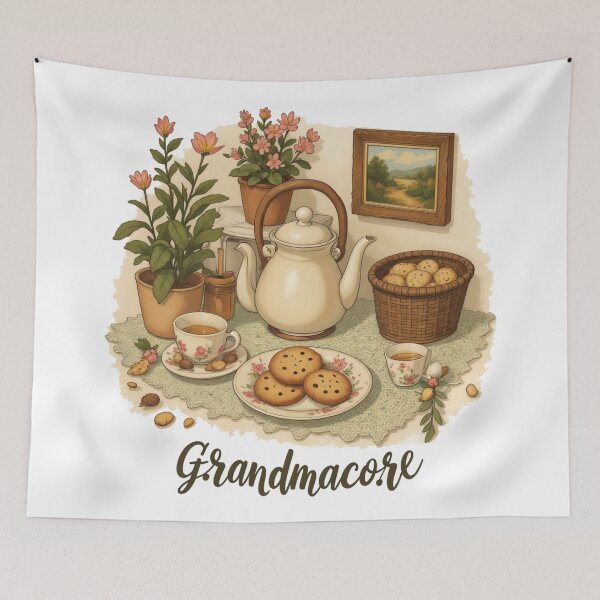 Item preview, Grandmacore Cozy Tea Setup Design designed and sold by latelierdechris.