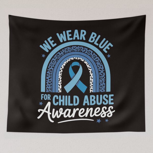 Item preview, Blue Ribbon Rainbow We Wear Blue For Child Abuse Awareness designed and sold by MAKOPOKOShop.