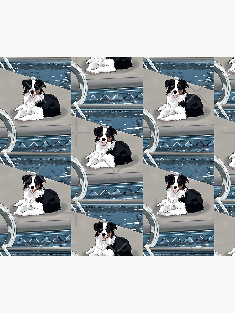 Thumbnail 6 of 6, Throw Blanket, Dog by pool designed and sold by NinaverseStudio.