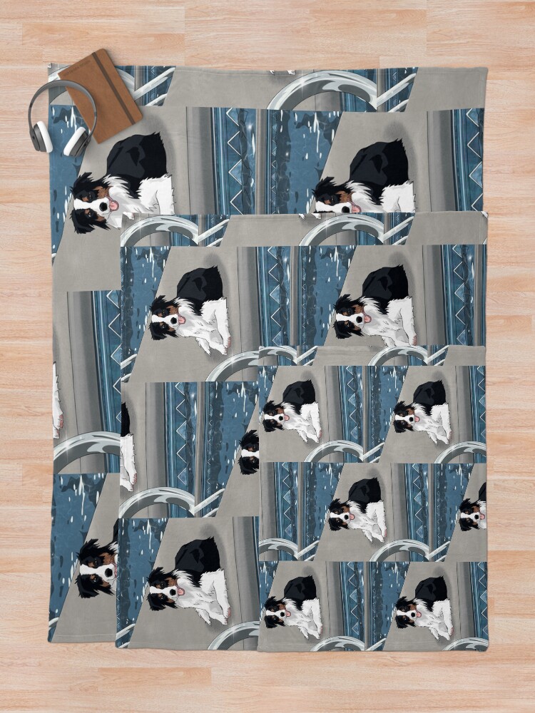 Thumbnail 5 of 6, Throw Blanket, Dog by pool designed and sold by NinaverseStudio.