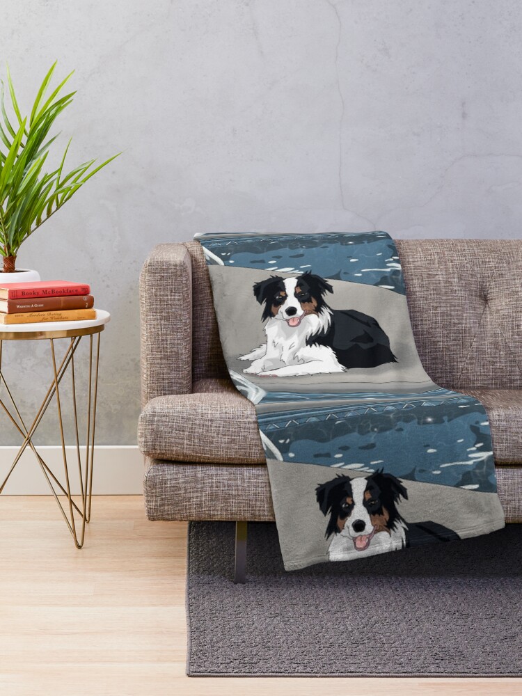 Thumbnail 2 of 6, Throw Blanket, Dog by pool designed and sold by NinaverseStudio.