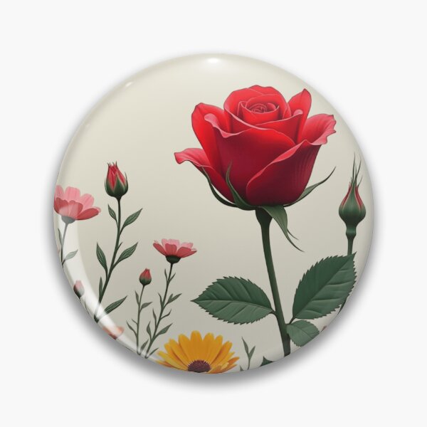Item preview, Wildflowers and Red Rose on the Right - Ivory Cream Background #5006ICR designed and sold by Wildflower Rose.