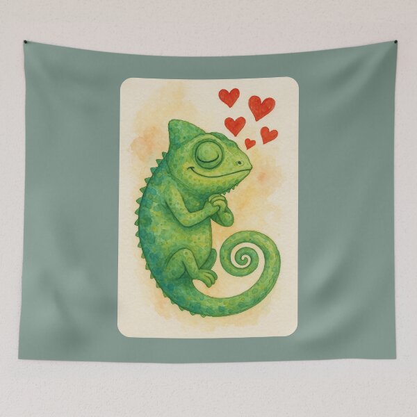 Item preview, Happy Chameleon – Watercolor Love Vibes designed and sold by GusiaTreasures.