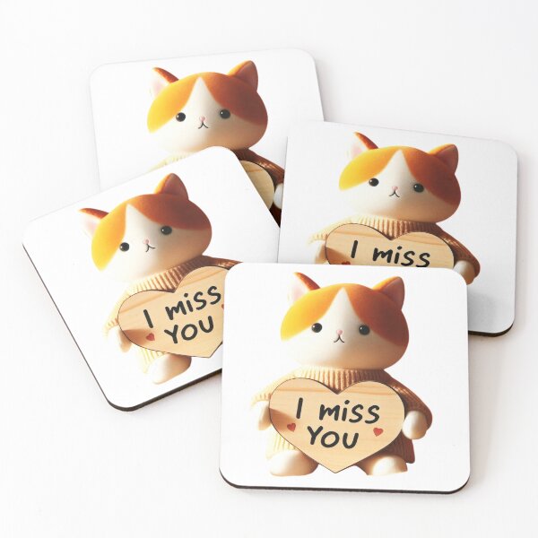 Item preview, Purr-fect Sentiment: A Cute Cat Holding a 'Miss You' Heart designed and sold by Fantabulous.