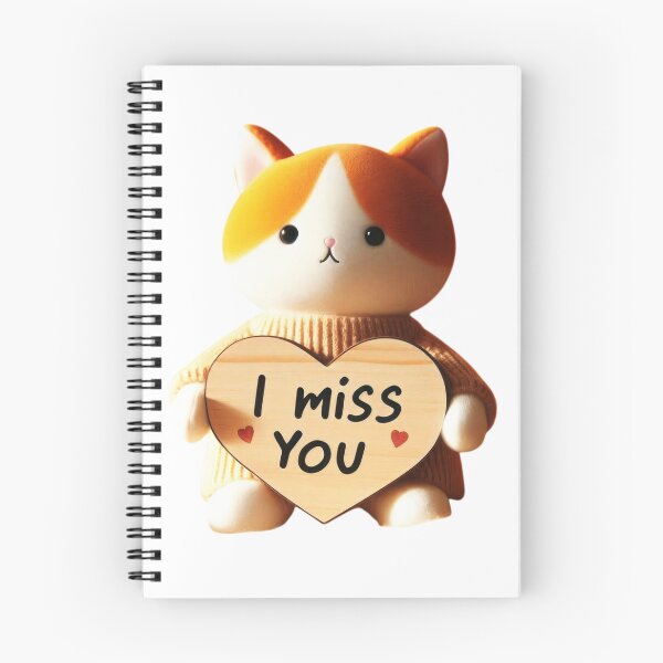 Item preview, Purr-fect Sentiment: A Cute Cat Holding a 'Miss You' Heart designed and sold by Fantabulous.