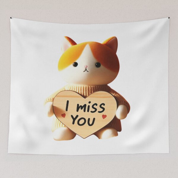 Item preview, Purr-fect Sentiment: A Cute Cat Holding a 'Miss You' Heart designed and sold by Fantabulous.