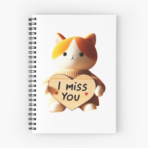 Item preview, Purr-fect Sentiment: A Cute Cat Holding a 'Miss You' Heart designed and sold by Fantabulous.