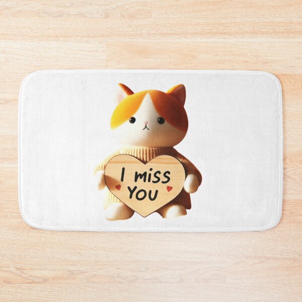 Item preview, Purr-fect Sentiment: A Cute Cat Holding a 'Miss You' Heart designed and sold by Fantabulous.