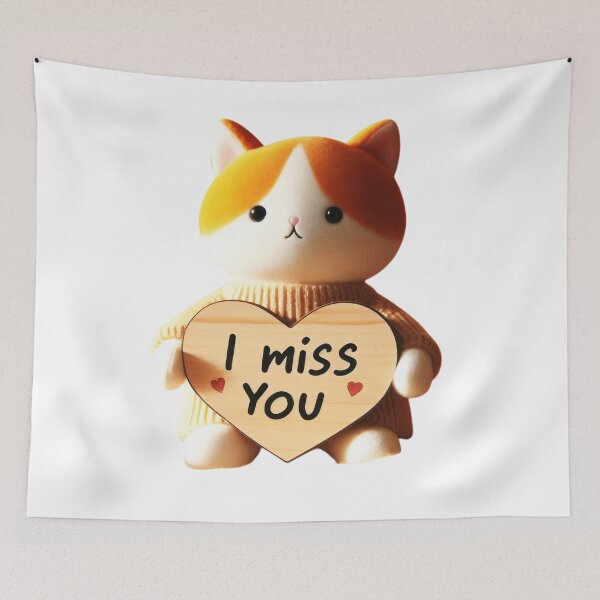 Item preview, Purr-fect Sentiment: A Cute Cat Holding a 'Miss You' Heart designed and sold by Fantabulous.