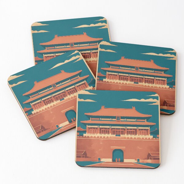 Item preview, Retro Forbidden City Meridian Gate Explore History Poster designed and sold by FestivityFinds.