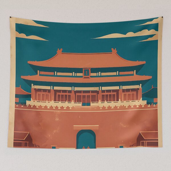 Item preview, Retro Forbidden City Meridian Gate Explore History Poster designed and sold by FestivityFinds.