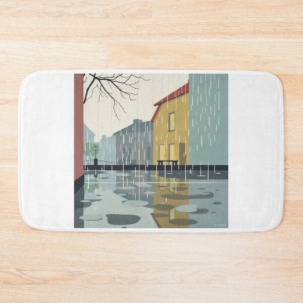 Item preview, Street in the rain minimalist illustration designed and sold by Vintage Designs +.