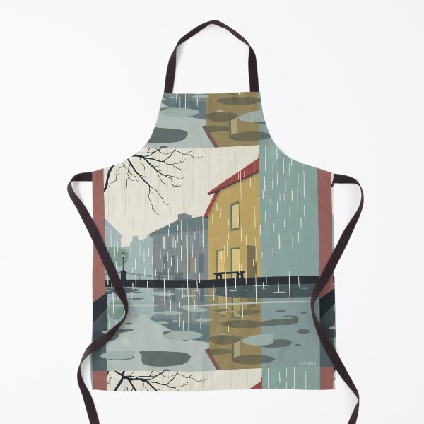 Item preview, Street in the rain minimalist illustration designed and sold by Vintage Designs +.
