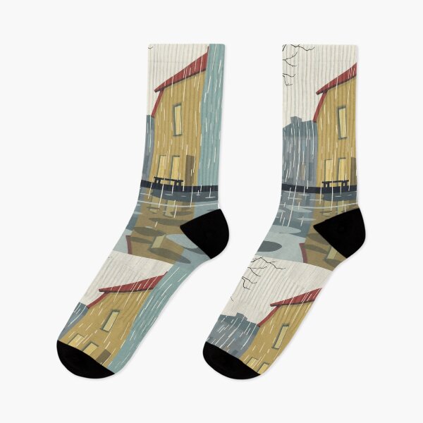 Item preview, Street in the rain minimalist illustration designed and sold by Vintage Designs +.