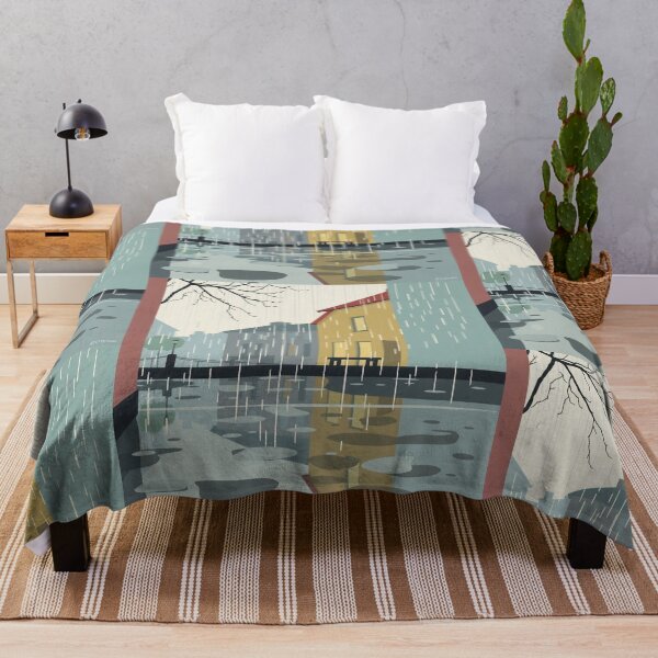 Item preview, Street in the rain minimalist illustration designed and sold by Vintage Designs +.