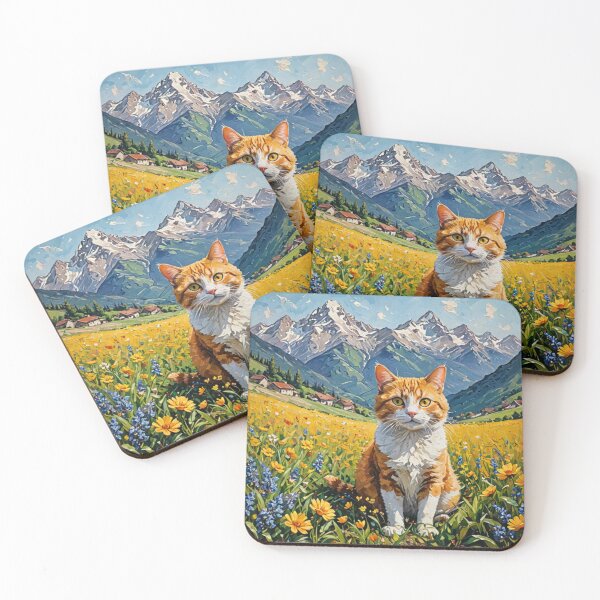Item preview, Little cat in a flowering meadow designed and sold by OTSC.