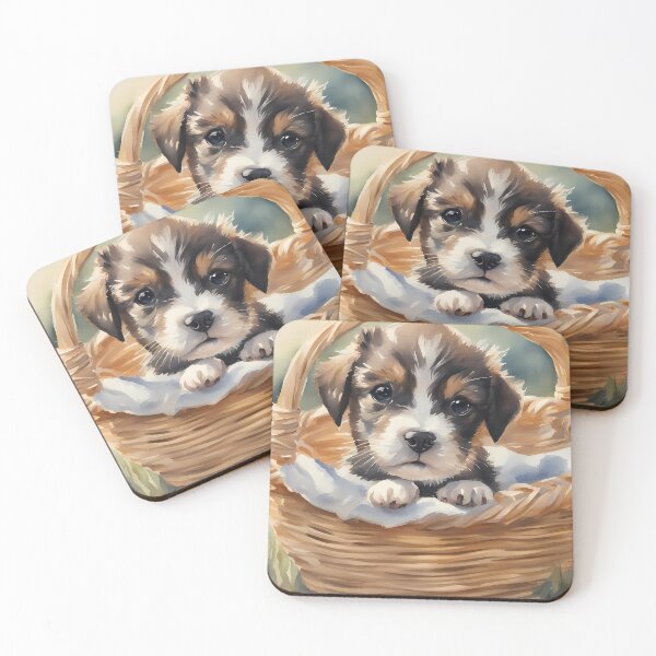 Item preview, Cute Puppy in Basket designed and sold by CalmnessbyChoice.