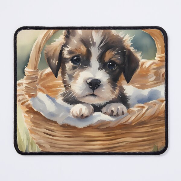 Item preview, Cute Puppy in Basket designed and sold by CalmnessbyChoice.