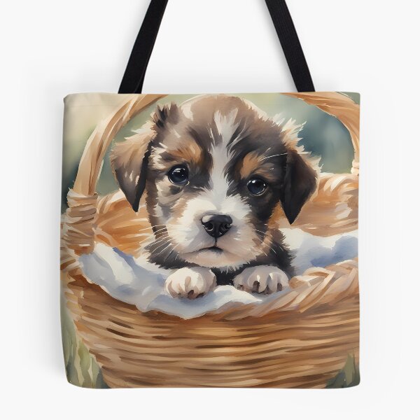 Item preview, Cute Puppy in Basket designed and sold by CalmnessbyChoice.