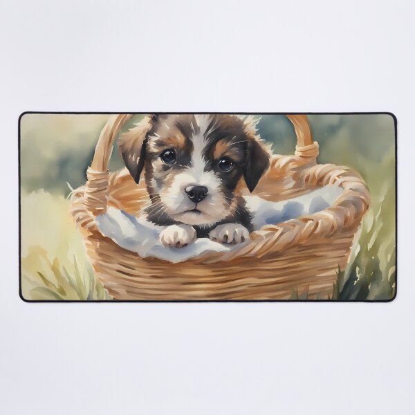 Item preview, Cute Puppy in Basket designed and sold by CalmnessbyChoice.