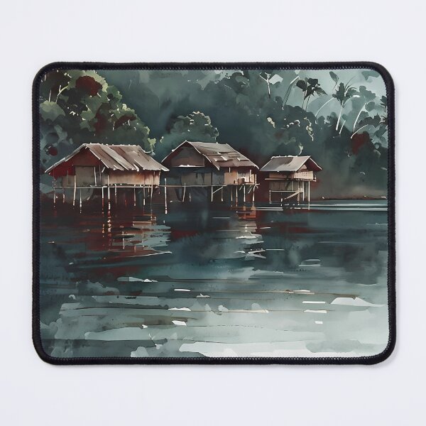 Item preview, Papua New Guinea Watercolor Landscape Cultural Poster designed and sold by FestivityFinds.