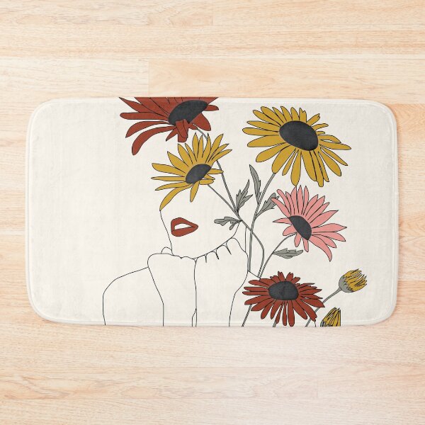 Item preview, Colorful Thoughts Minimal Line Girl with Sunflowers designed and sold by Branka Kodzoman.
