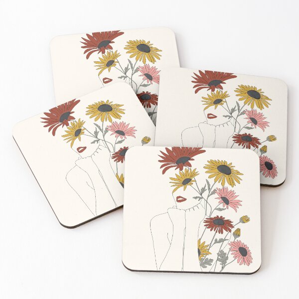 Item preview, Colorful Thoughts Minimal Line Girl with Sunflowers designed and sold by Branka Kodzoman.
