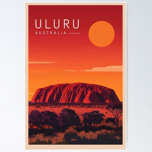 Item preview, Minimalist Uluru Travel Poster designed and sold by FestivityFinds.