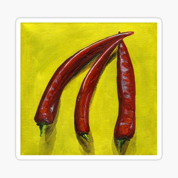 Item preview, Three Hot Chillies in Acrylic Paint on Canvas designed and sold by LymphomaLass.