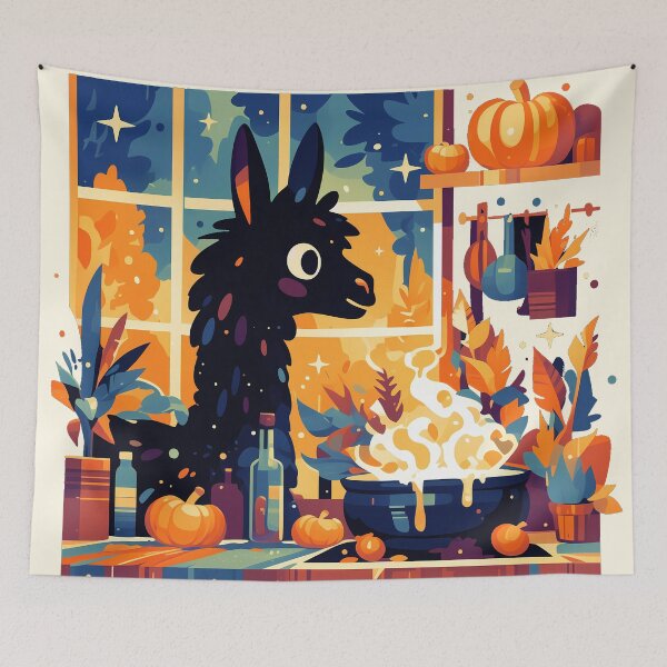 Item preview, Llama cooking pumpkin designed and sold by WoollenLlama.