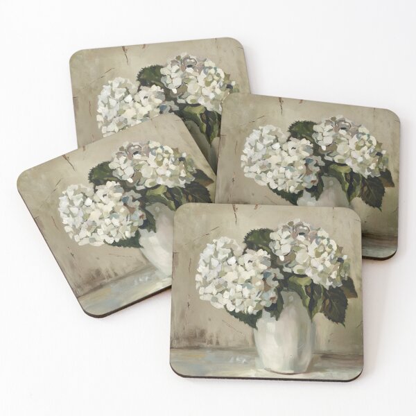 Item preview, Vintage Style White Hydrangea  Flower Market Painting designed and sold by Tamas Das.