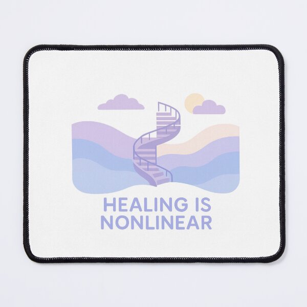 Item preview, Healing Is Nonlinear – Spiral Staircase Vaporwave Dreamcore Art | Mental Health Aesthetic Quote designed and sold by DJCApparel.
