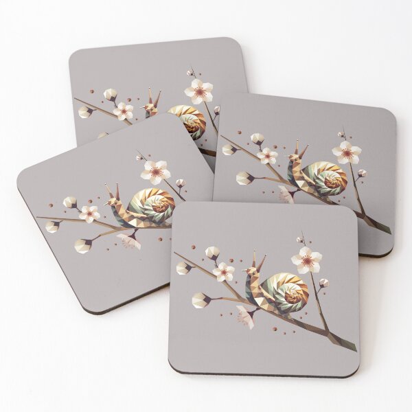 Item preview, Geometric snail on a flowering branch – spring meets low-poly designed and sold by Kisho.