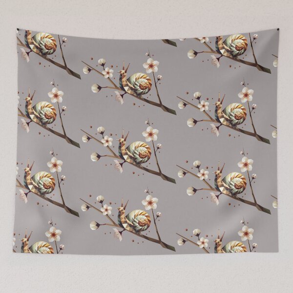 Item preview, Geometric snail on a flowering branch – spring meets low-poly designed and sold by Kisho.