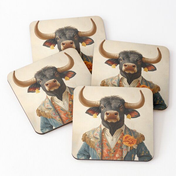 Item preview, Elegant bull dressed in vibrant floral attire designed and sold by Artessie.