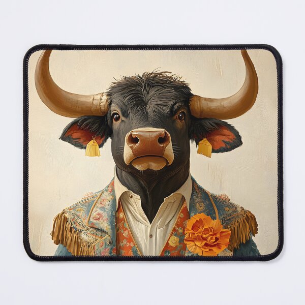 Item preview, Elegant bull dressed in vibrant floral attire designed and sold by Artessie.