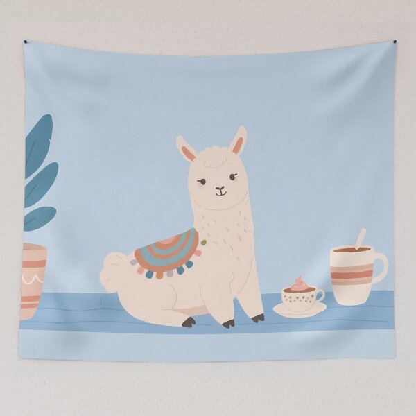 Item preview, Cute Llama on Coffee Break designed and sold by WoollenLlama.