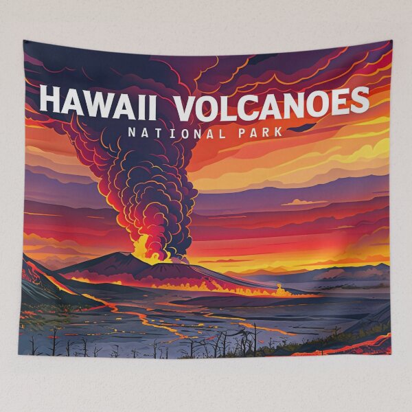 Item preview, Hawaii Volcanoes National Park Digital Illustration Poster designed and sold by FestivityFinds.
