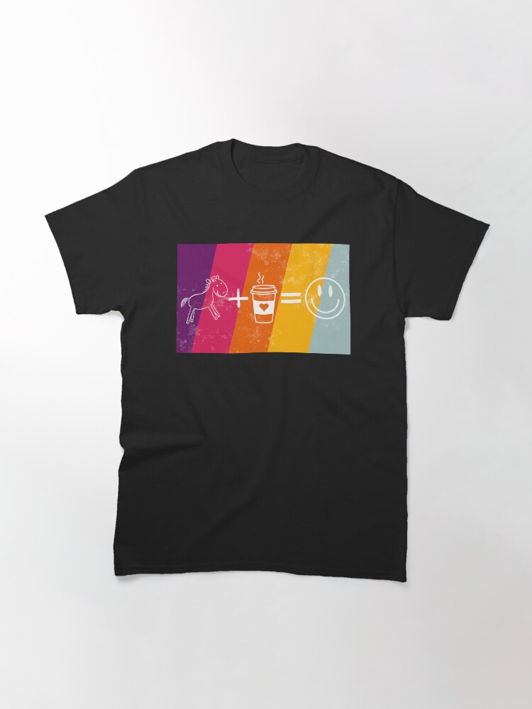 Thumbnail 3 of 7, Classic T-Shirt, Horses + Coffee = Happiness designed and sold by foxelle84.