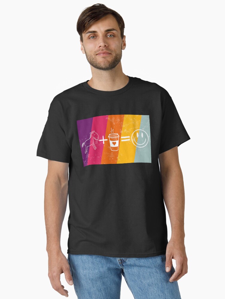 Thumbnail 2 of 7, Classic T-Shirt, Horses + Coffee = Happiness designed and sold by foxelle84.