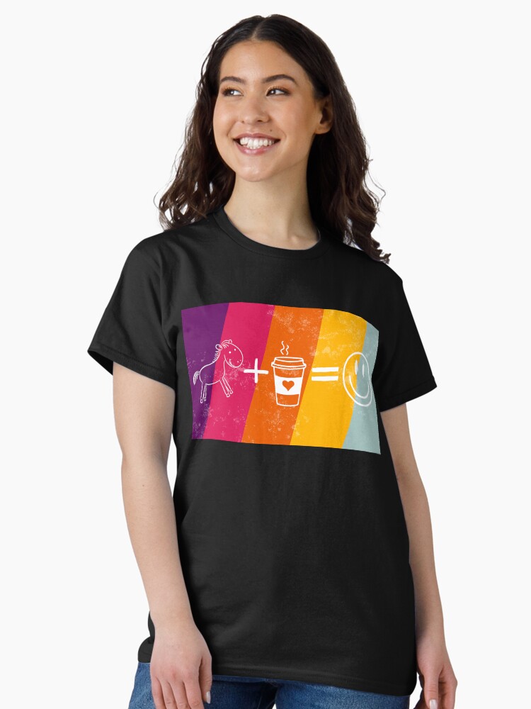 Thumbnail 1 of 7, Classic T-Shirt, Horses + Coffee = Happiness designed and sold by foxelle84.
