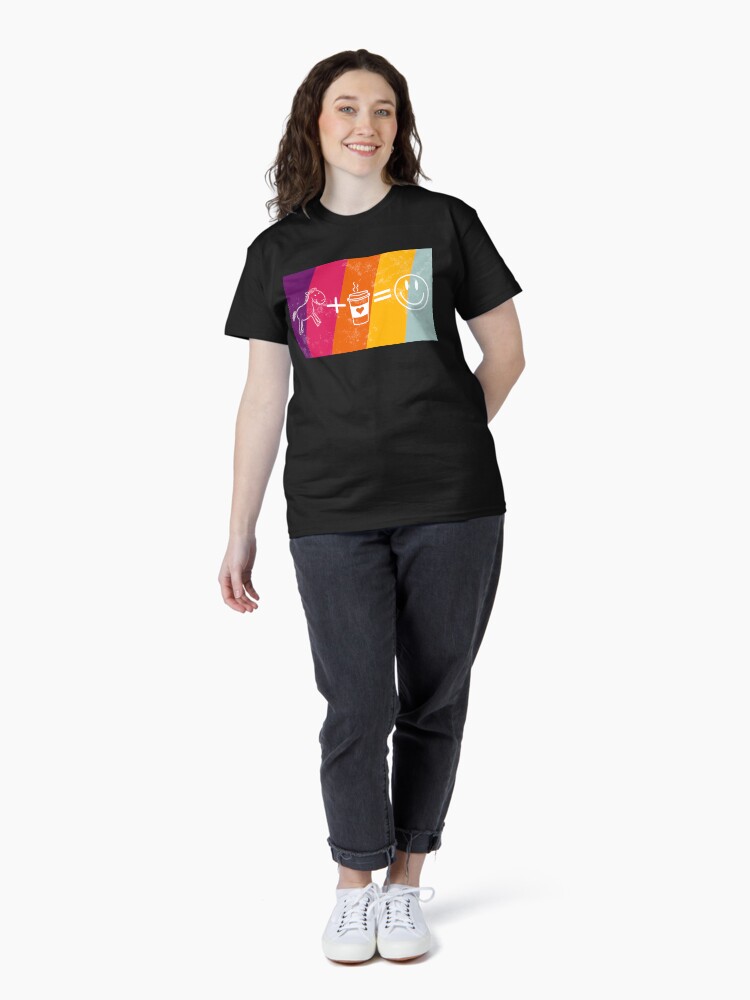 Thumbnail 4 of 7, Classic T-Shirt, Horses + Coffee = Happiness designed and sold by foxelle84.