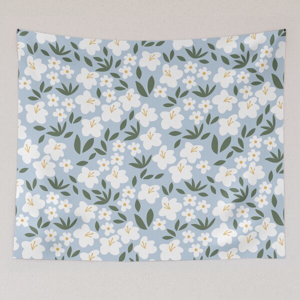 Item preview, Light Blue Grey Danish Pastel Seamless Floral Pattern designed and sold by studio-OIOO.