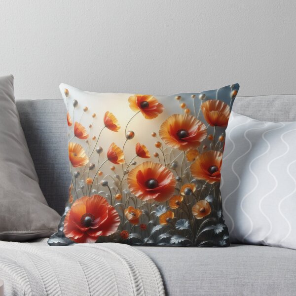 Item preview, Miroir des Songes red and silver poppy field designed and sold by MiroirDesSonges.