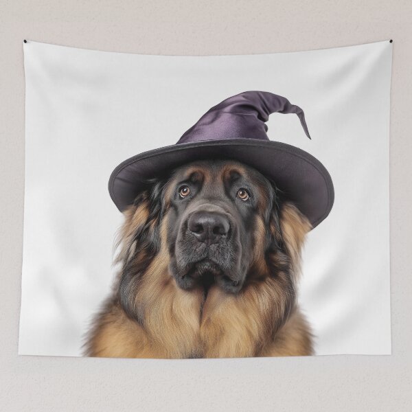 Item preview, Leonberger dog Wearing Halloween Witch Hat designed and sold by LazyOwlStore.