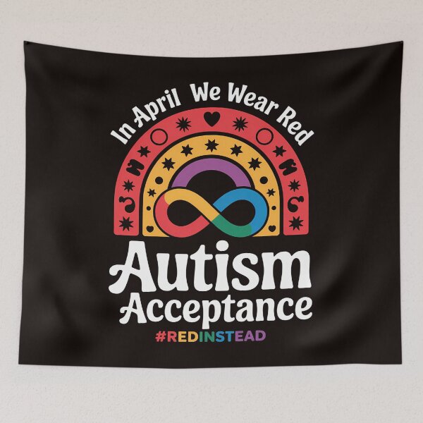 Item preview, In April We Wear Red Rainbow Autism Red Instead Acceptance designed and sold by MAKOPOKOShop.