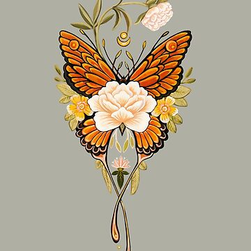Artwork thumbnail, Tattoo Butterfly Peonies by Ruta