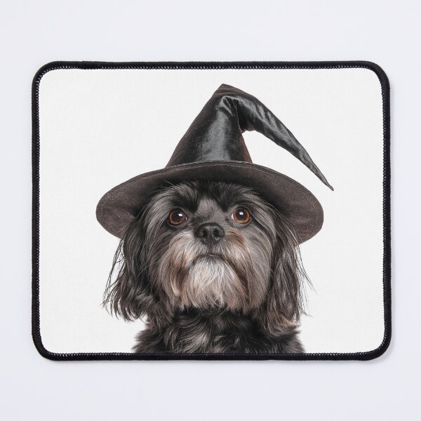 Item preview, Lhasa Apso Dog Wearing Halloween Witch Hat designed and sold by LazyOwlStore.